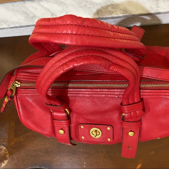 Marc By Marc Jacobs Leather Red Crossbody Shoulder Hand Bag With Gold Hardware - Picture 7 of 15